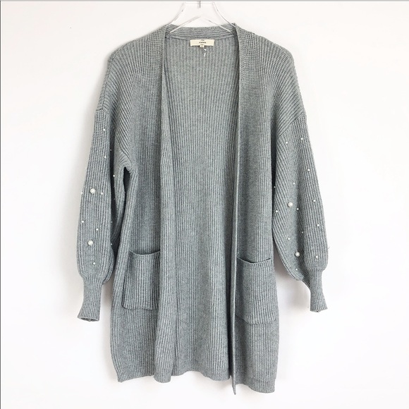 entro Sweaters - Entro | Grey Long Open cardigan balloon sleeves